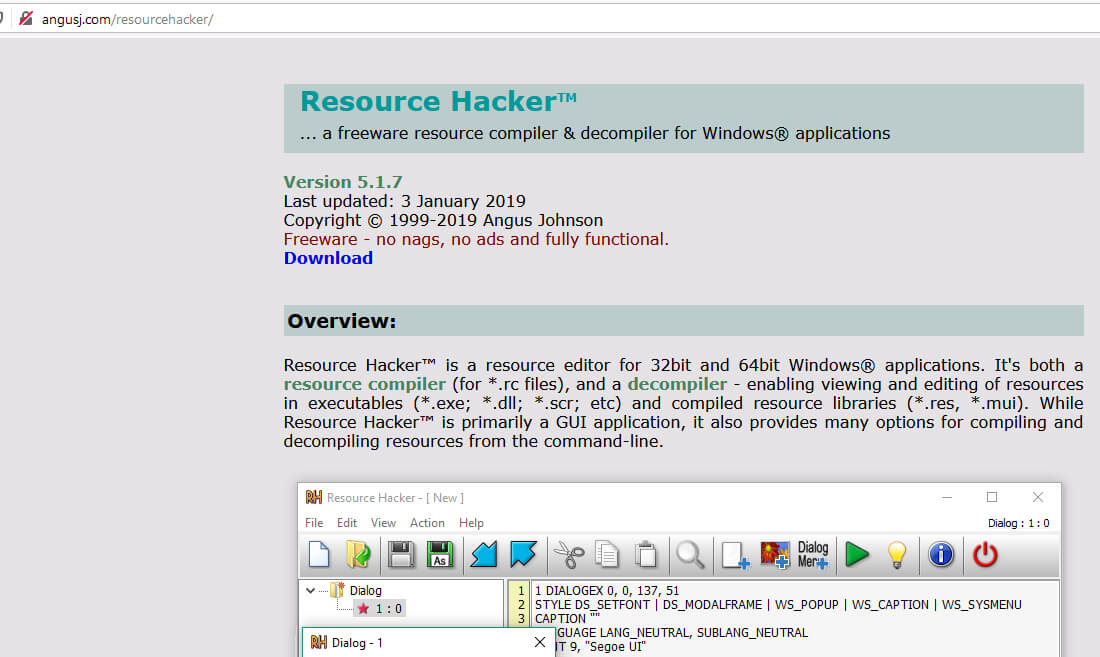Программа Resource HackerTM