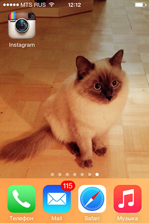 Ярлык Instagram на сотовом телефоне